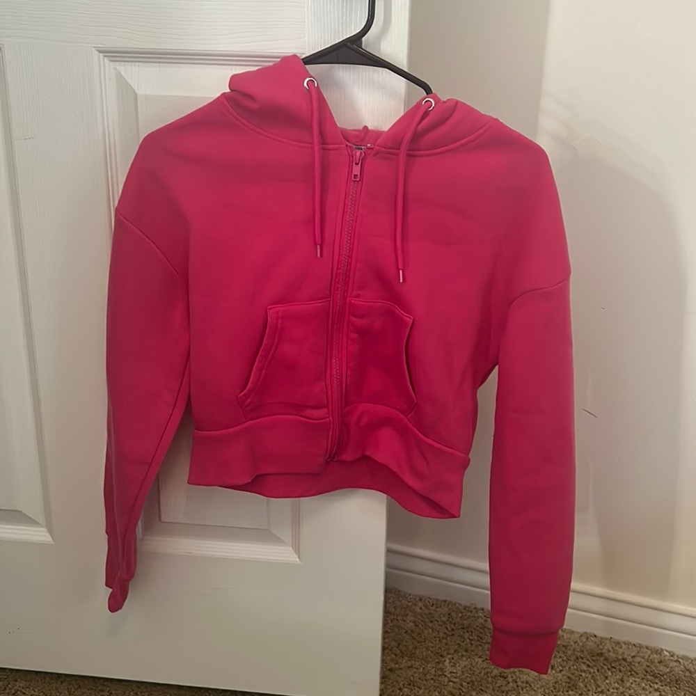 super cute pink cropped jacket